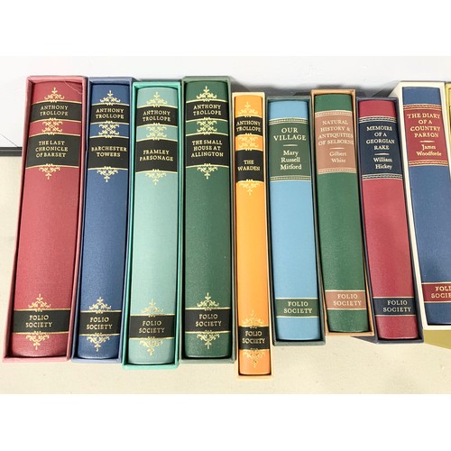 120 - QUANTITY OF FOLIO SOCIETY BOOKS INC 5 BOOKS BY ANTHONY TROLLOPE,  OUR VILLAGE,  THE DIARY OF A COUNT... 