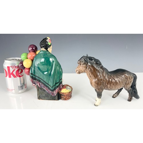 162 - ROYAL DOULTON OLD BALLOON SELLER HN1315 TOGETHER WITH A BESWICK PONY  MODEL