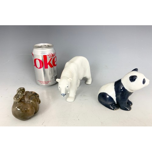 146 - 3 ROYAL COPENHAGEN BEAR MODELS INC POLAR , PANDA & BROWN BEAR