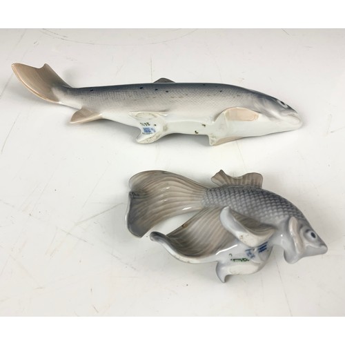 165 - 2 ROYAL COPENHAGEN FISH MODELS , TROUT 2676 & ANGLE FISH 3064