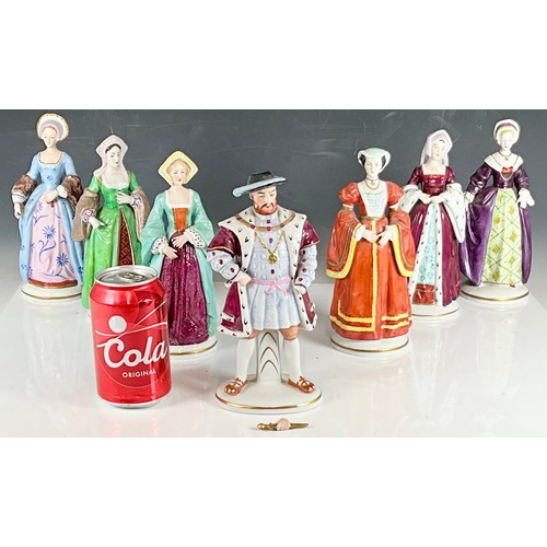 154 - HENRY VIII AND SIX WIVES SITZENDORF FIGURINES. (King Henry sadly A/F)