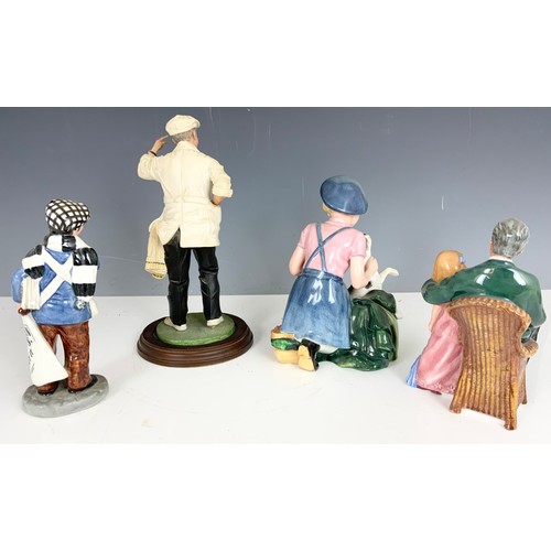 155 - 4 ROYAL DOULTON FIGURINES  THE HOMECOMING HN3295, OLD BEN HN3190, DICKIE BIRD &  GRANPA’S STORY 3456