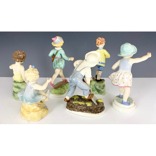 156 - 6 ROYAL WORCESTER FREDA DOUGHTY FIGURINES MONTHS OF YEAR & DAYS OF THE WEEK