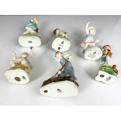 156 - 6 ROYAL WORCESTER FREDA DOUGHTY FIGURINES MONTHS OF YEAR & DAYS OF THE WEEK