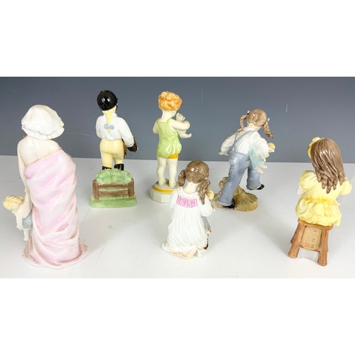 157 - 6 ROYAL WORCESTER FIGURINES INC FIRST PRIZE, TEA TIME, PLAY TIME,  BATHTIME, BED TIME