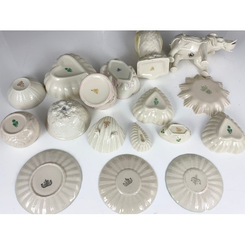 193 - LARGE COLLECTION OF BELLEEK PORCELAIN IN VARIOUS PATTERNS AND SHAPES