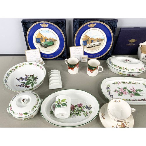 205 - MIXED ROYAL WORCESTER ETC INC ROYAL WORCESTER MORGAN PLATES, ROYAL WORCESTER HERBS TABLEWARE ETC