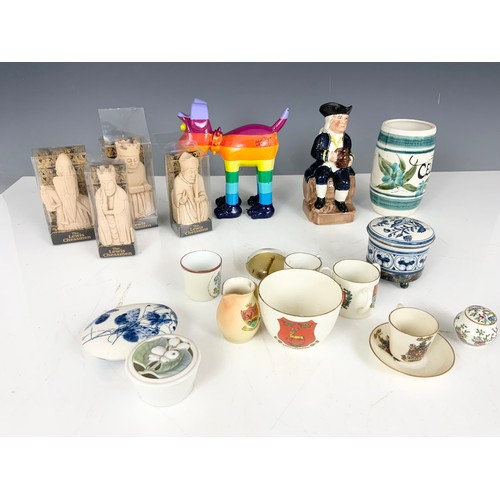 207 - SYLVAC & CARLTON WARE CONDIMENTS, CRESTED CHINA  ETC