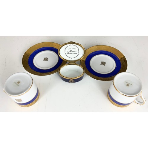 229 - PAIR OF HOUSE OF LORDS CUPS AND SAUCERS AND A LIMITED EDITION TRINKET BOX WITH HINGED COVER