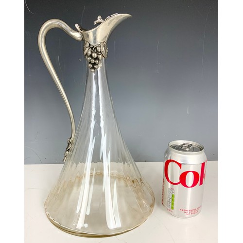 263 - CLARET JUG WITH SILVER PLATED MOUNT 32cm TALL