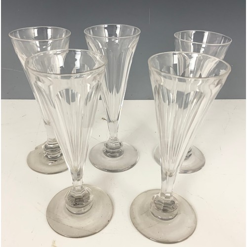 267 - FIVE 19TH CENTURY CHAMPAGNE FLUTES APPROXIMATELY 18cm TALL