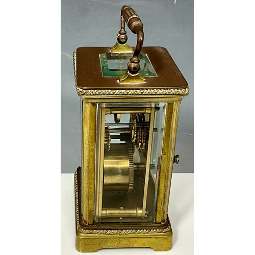 281 - FRENCH BRASS FOUR GLASS CARRIAGE CLOCK