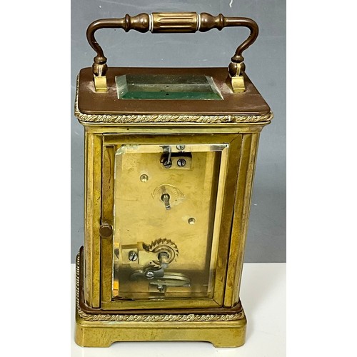 281 - FRENCH BRASS FOUR GLASS CARRIAGE CLOCK