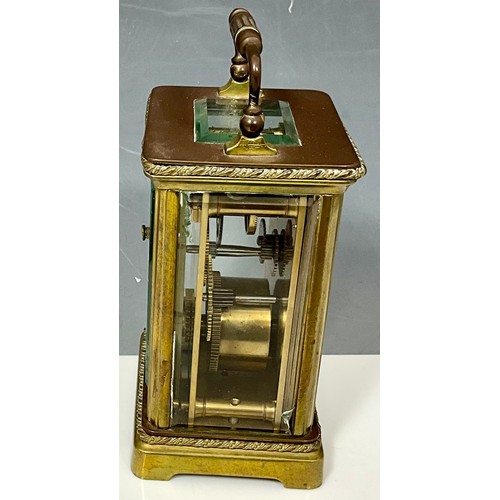 281 - FRENCH BRASS FOUR GLASS CARRIAGE CLOCK