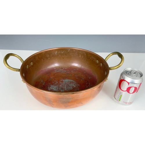 315 - ART NOUVEAU COPPER CHARGER 46cm DIAMETER WITH A 2 HANDLED COPPER BOWL