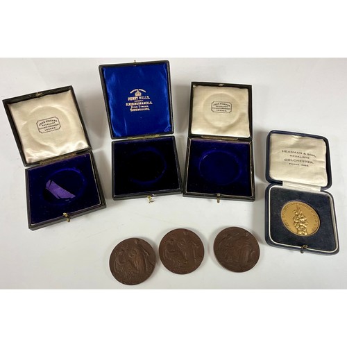 353 - THREE BOXED BRONZE ROYAL HORTICULTURAL SOCIETY MEDAL AND A BOXED BRITISH GLADIOLUS SOCIETY MEDAL