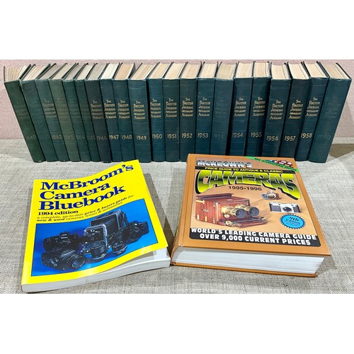 415 - 19 x THE BRITISH JOURNAL PHOTOGRAPHIC ALMANAC (1940 - 1958 AND 1960) MCBROOMS CAMERA BLUEBOOK AND MC... 