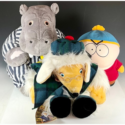 452 - HIPPO AND DUCK SILENT NIGHT PROMOTIONAL SOFT TOY, PLUSH SOUTH PARK CARTMAN AND UNCLE BULGARIA WOMBLE... 