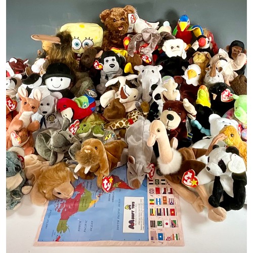 455 - COCA COLA BEANIE BABIES INCLUDING MAP T/W COLLECTION OF TY BEANIE BABIES