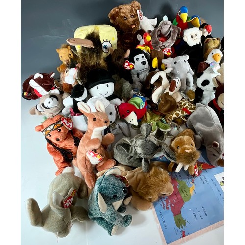 455 - COCA COLA BEANIE BABIES INCLUDING MAP T/W COLLECTION OF TY BEANIE BABIES