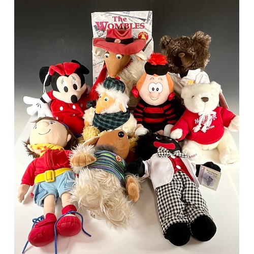 456 - COLLECTABLE PLUSH TOYS INC. WOMBLES, MINNIE MOUSE, NODDY, MINNIE THE MINX, A GOLLY AND OTHERS