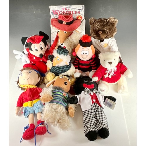 456 - COLLECTABLE PLUSH TOYS INC. WOMBLES, MINNIE MOUSE, NODDY, MINNIE THE MINX, A GOLLY AND OTHERS