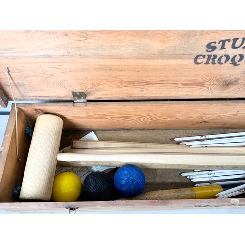 487 - STUART CROQUET SET IN WOODEN BOX