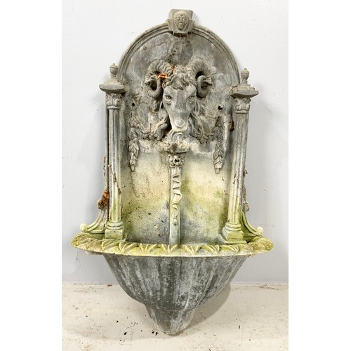 500 - DETAILED CAST LEAD GOAT MASK WATER FEATURE 84cm TALL