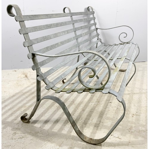 516 - GALVANISED METAL BENCH WITH SCROLL ENDS WIDTH 151cm