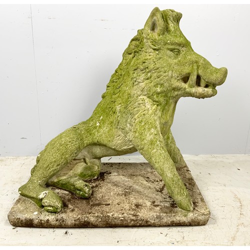 497 - A COMPOSITE STUDY OF A  WILD BOAR GARDEN FEATURE  79cm TALL