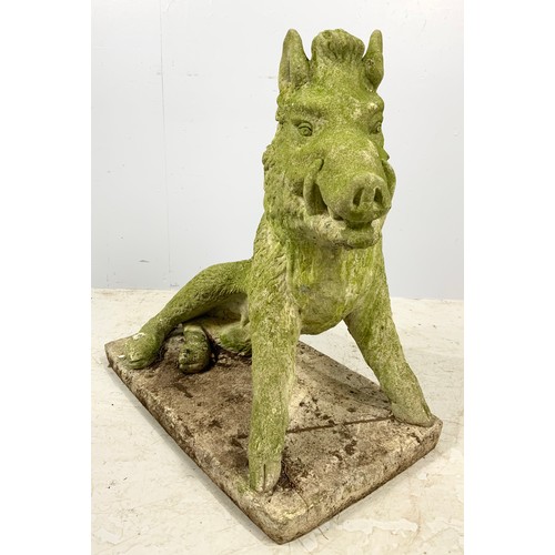 497 - A COMPOSITE STUDY OF A  WILD BOAR GARDEN FEATURE  79cm TALL