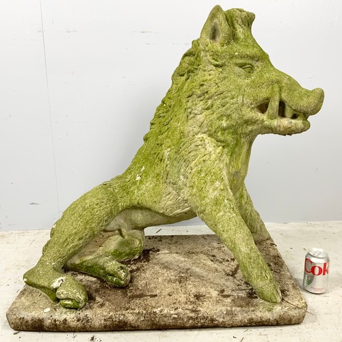 497 - A COMPOSITE STUDY OF A  WILD BOAR GARDEN FEATURE  79cm TALL