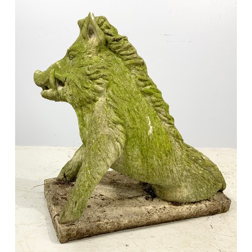 497 - A COMPOSITE STUDY OF A  WILD BOAR GARDEN FEATURE  79cm TALL