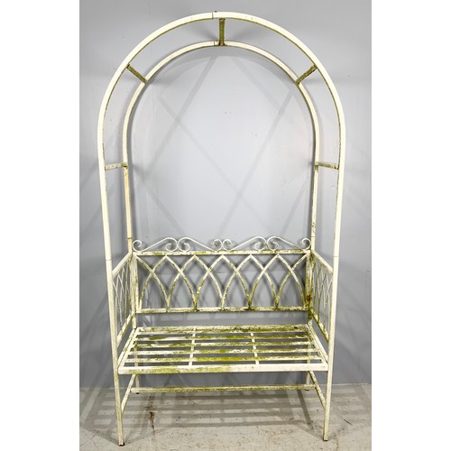 512 - METAL GARDEN BENCH WITH ARCH WIDTH 107cm ,  202cm TALL