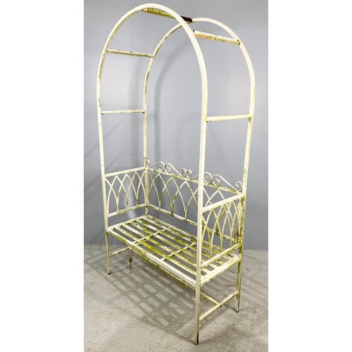 512 - METAL GARDEN BENCH WITH ARCH WIDTH 107cm ,  202cm TALL