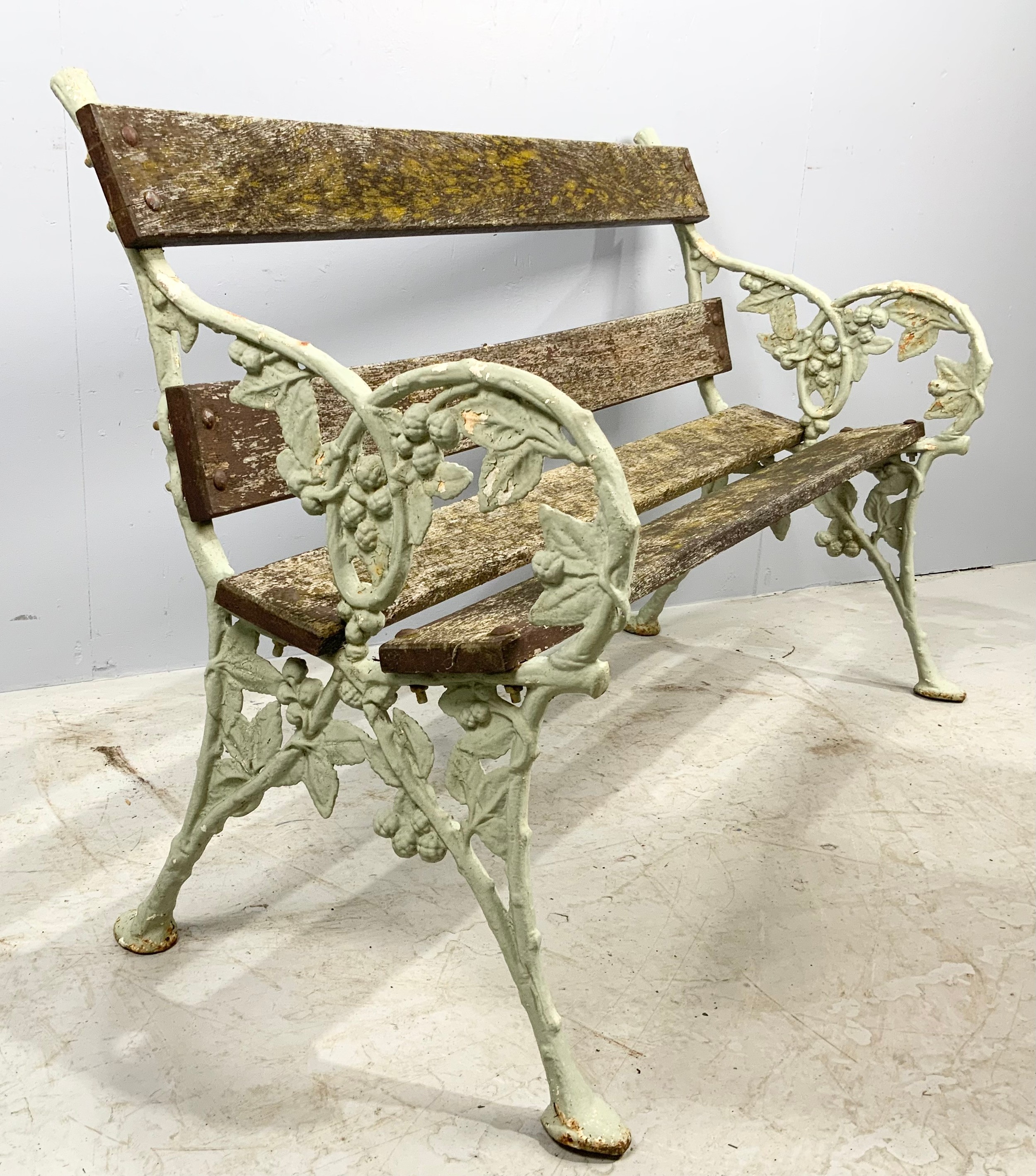 GARDEN BENCH WITH GOOD QUALITY ANTIQUE CAST METAL ENDS POSSIBLY FALKIRK ...