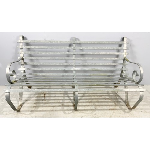 515 - GALVAINISED METAL BENCH WITH SCROLL ENDS WIDTH 151cm OPTION ON NEXT SIMILAR LOT