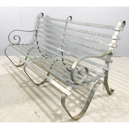 515 - GALVAINISED METAL BENCH WITH SCROLL ENDS WIDTH 151cm OPTION ON NEXT SIMILAR LOT