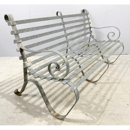 515 - GALVAINISED METAL BENCH WITH SCROLL ENDS WIDTH 151cm OPTION ON NEXT SIMILAR LOT