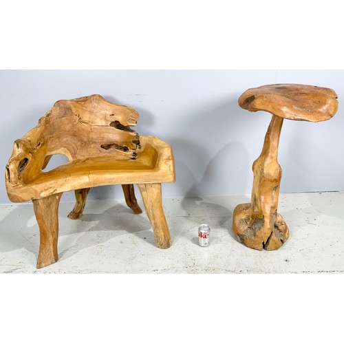 508 - UNUSUAL MANGO / DRIFT WOOD CHAIR & TABLE / MUSHROOM