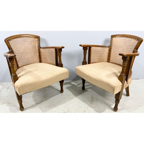 652 - PAIR OF BERCHER CHAIRS AND A BENTWOOD OFFICE CHAIR