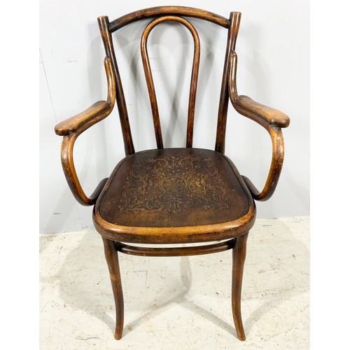 652 - PAIR OF BERCHER CHAIRS AND A BENTWOOD OFFICE CHAIR