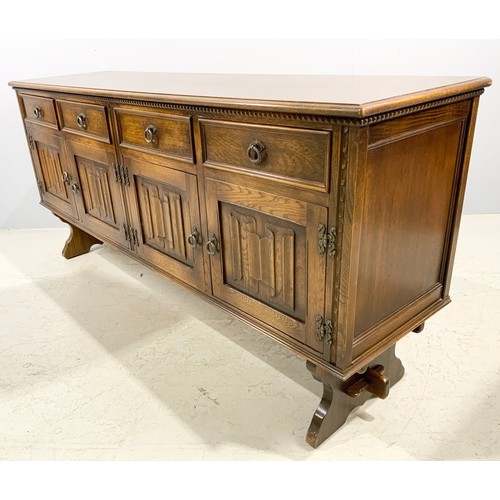 604 - JAYCEE ARTS AND CRAFTS STYLE OAK SIDEBOARD WIDTH 186cm