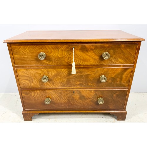 575 - GEORGIAN MAHOGANY CHEST OF THREE LONG DRAWERS WIDTH 110cm