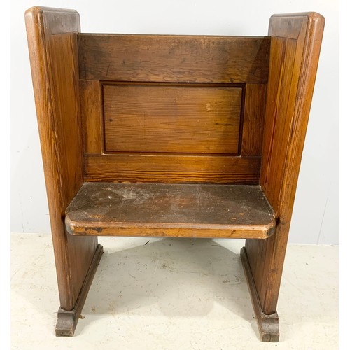 588 - SINGLE SEAT PITCH PINE CHURCH  PEW WITH BOOK REST WIDTH  76cm