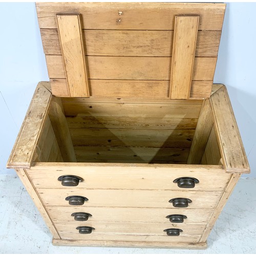 572 - PINE BOX WITH THE APPEARANCE OF A CHEST OF DRAWERS WIDTH 78cm