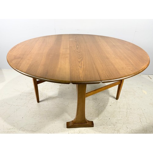 547 - ERCOL OVAL DROP LEAF DINING TABLE 140cm x126cm EXTENDED