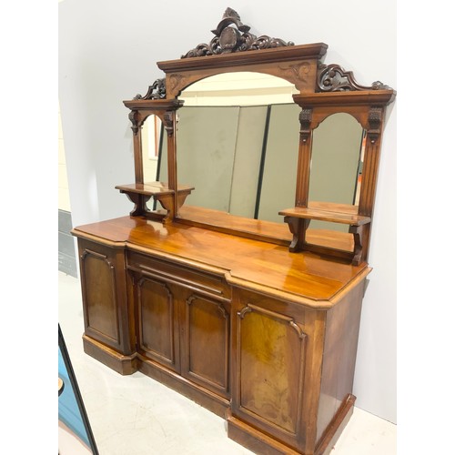 527 - VICTORIAN MAHOGANY MIRROR BACK SIDEBOARD