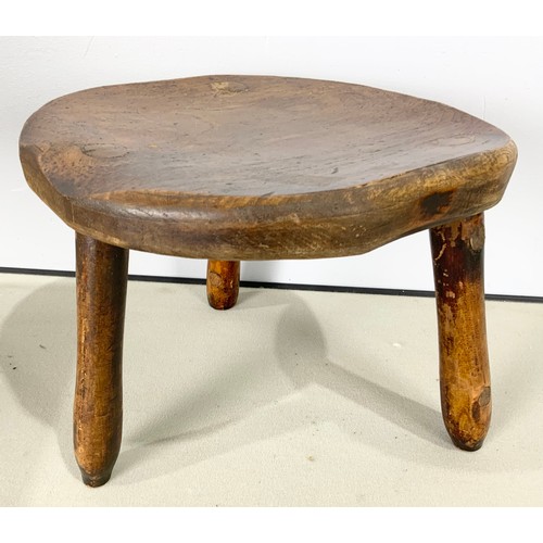 632 - LATE CENTURY PRESSED WOOD STOOL WITH A MILKING STOOL