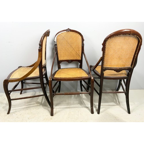 532 - THREE CANED CHAIRS WITH CARVED FRAMES AND ONE OTHER